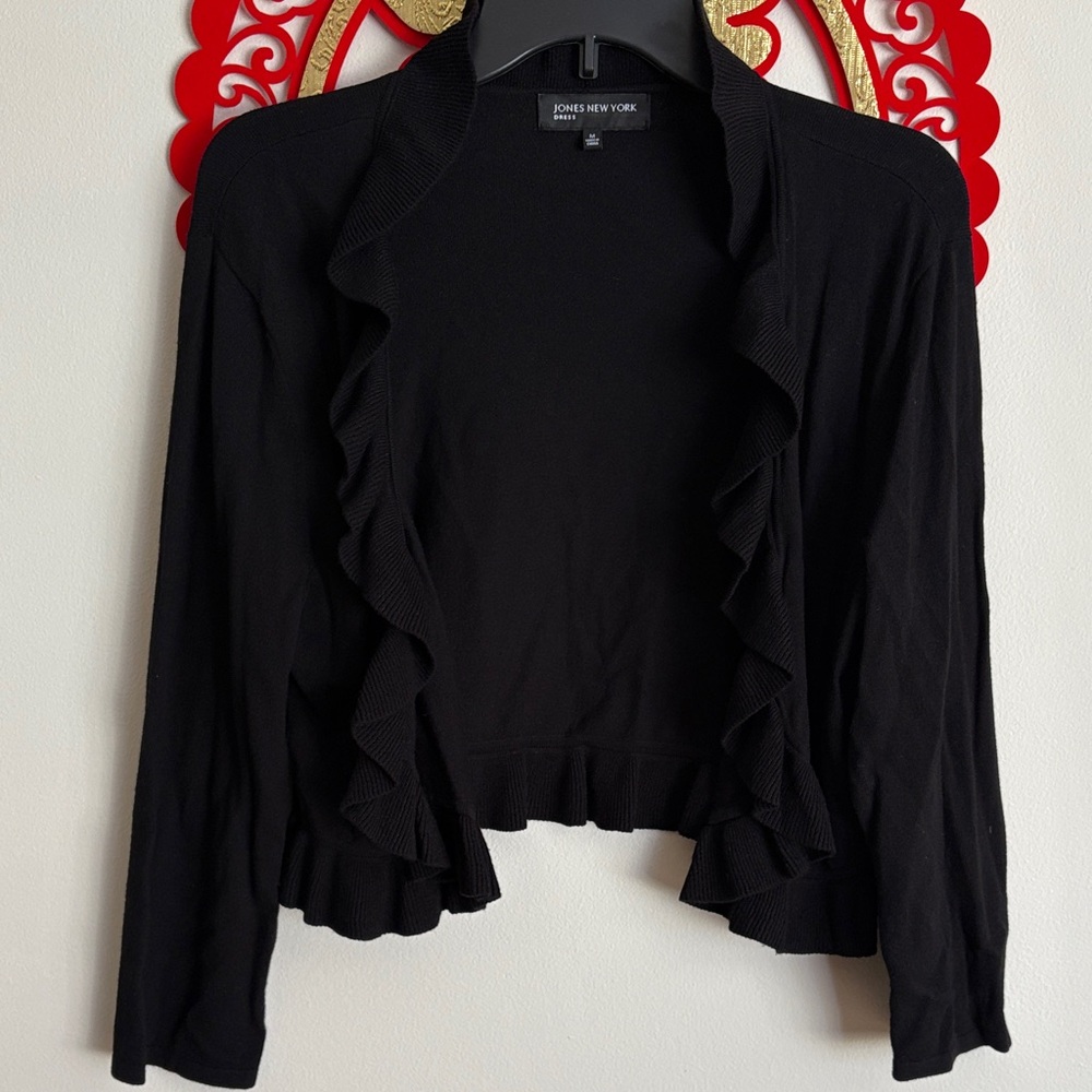 Jones New York Black Ruffled Sweater